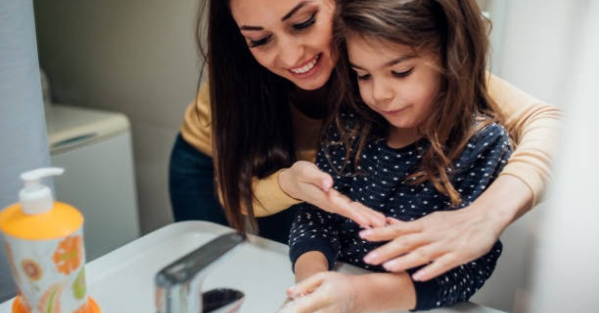 mother taking care of child