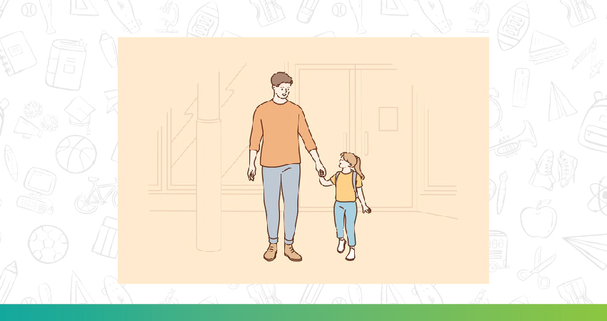 A child walking on a field holding hands with her parents - child psychology tips