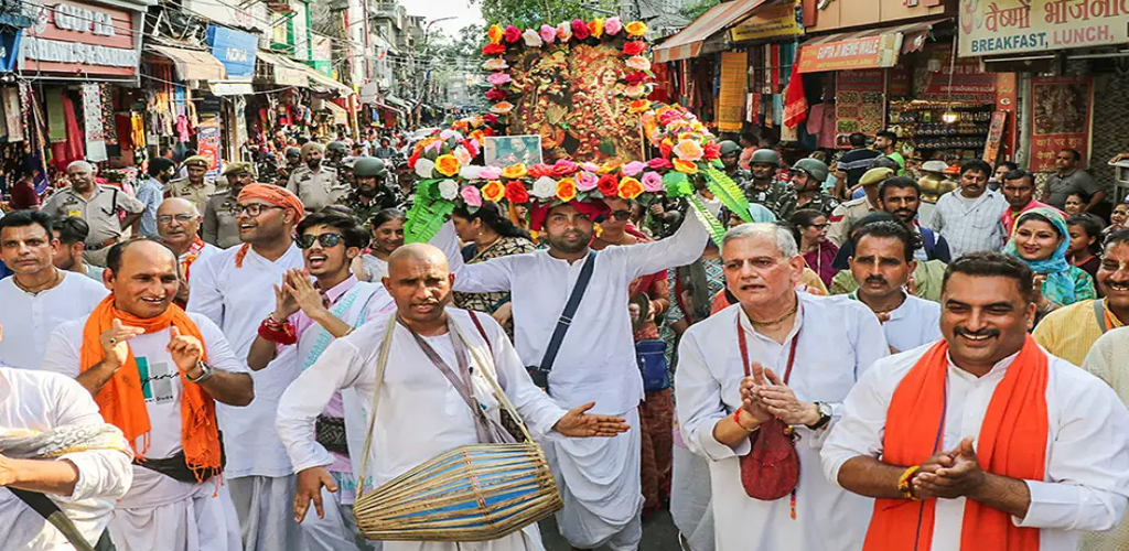 People celebrating Krishna Janmashtami