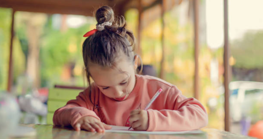 a girl trying to learn a new language