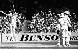 A historical photo capturing players in action during one of the earliest Test matches, reflecting cricket's rich legacy.