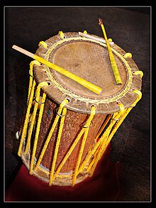 Close-up of a Chande, a traditional percussion instrument