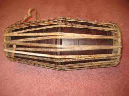 Close-up of a Maddale, a traditional South Indian drum used in Yakshagana