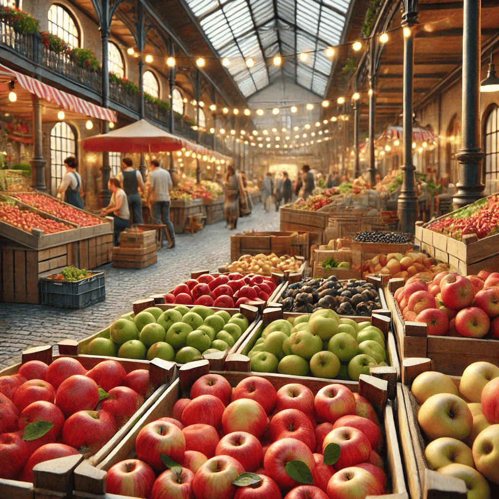 Image of apples in a market