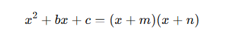 Factoring Quadratics Formula