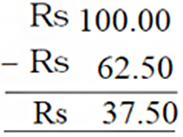 Subtract 62.50 from 100