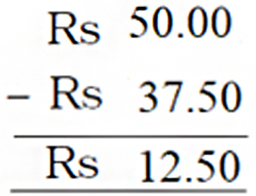 50-37.50=12.50