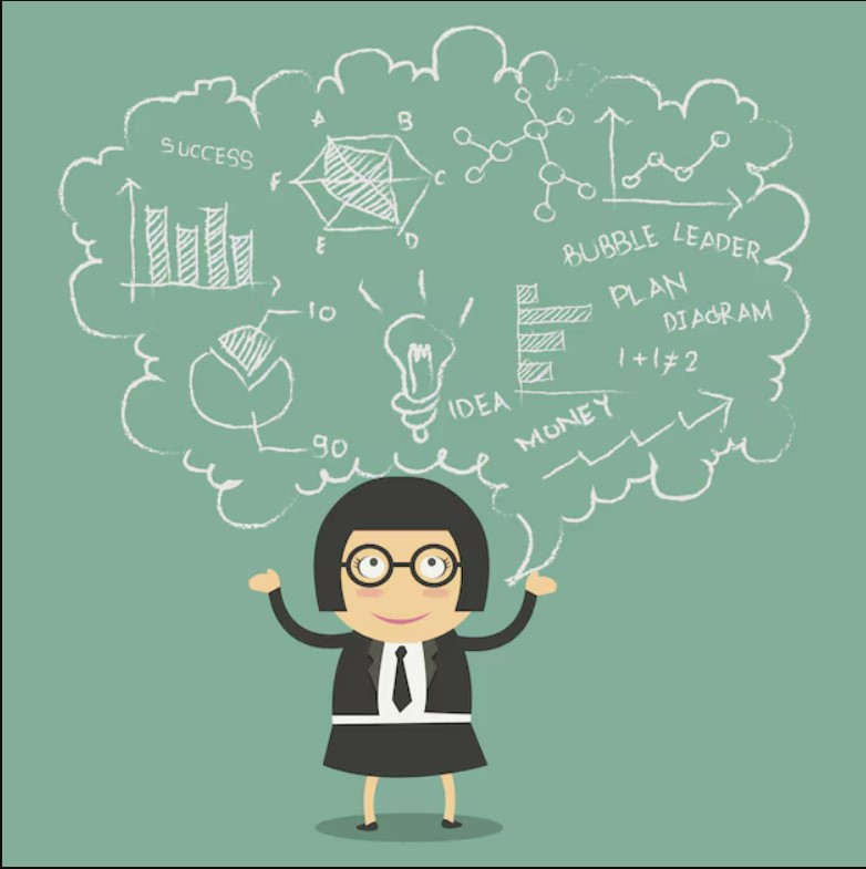 Businesswoman character thinking