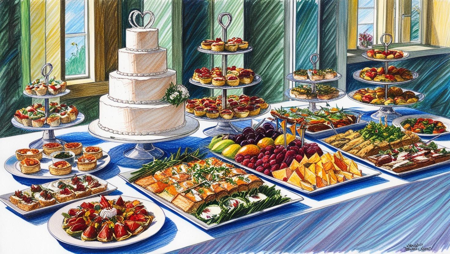 variety of food in wedding