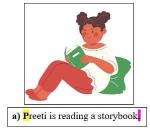 Preethi is reading a storybook.