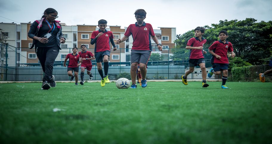 Children playing football