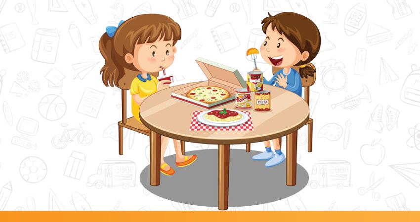 Children sharing pizza