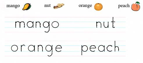 mango, nut, orange, peach