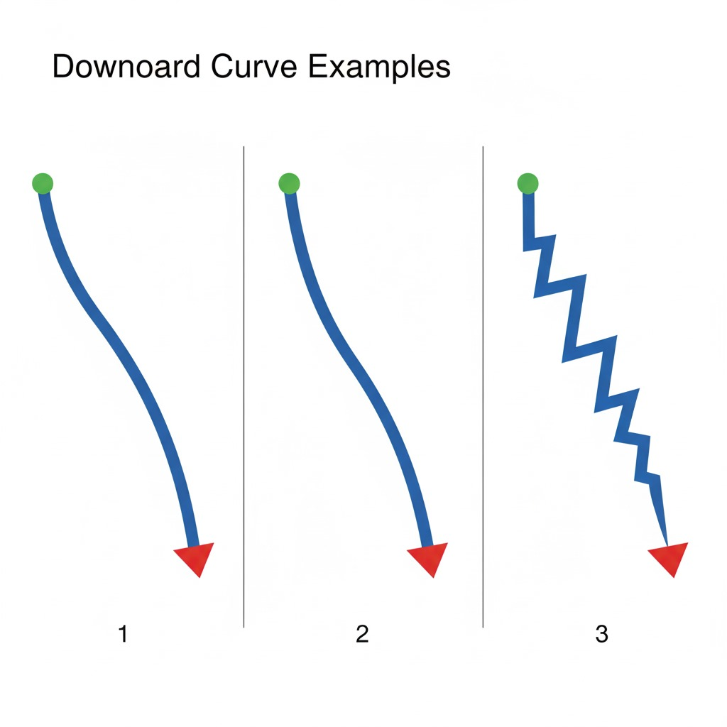 Downward curve