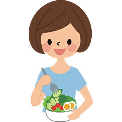 A girl with a healthy vegetable salad