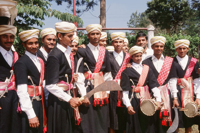 Men's traditional costume for Huttari during the harvest season