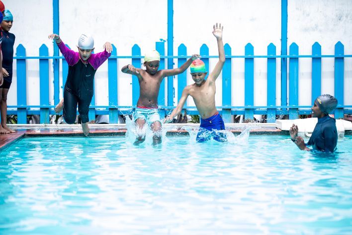 Kids Learning to Swim