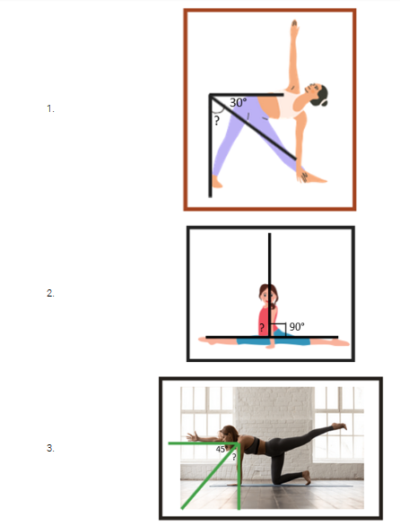 Q1) Estimate the measures of different angles made by the body parts while  doing Yoga.1:Identification of - Brainly.in