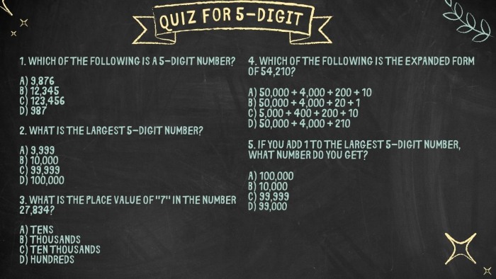 5 digit quiz