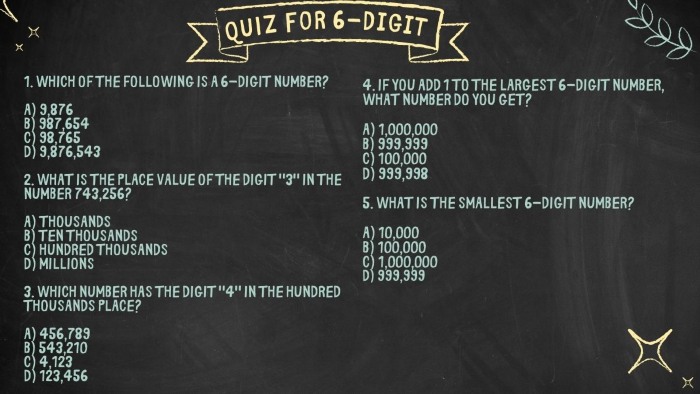 6 digit quiz