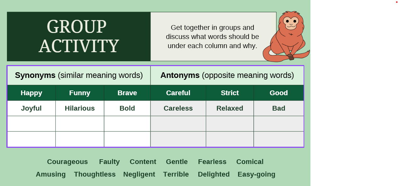 Antonyms and synonyms